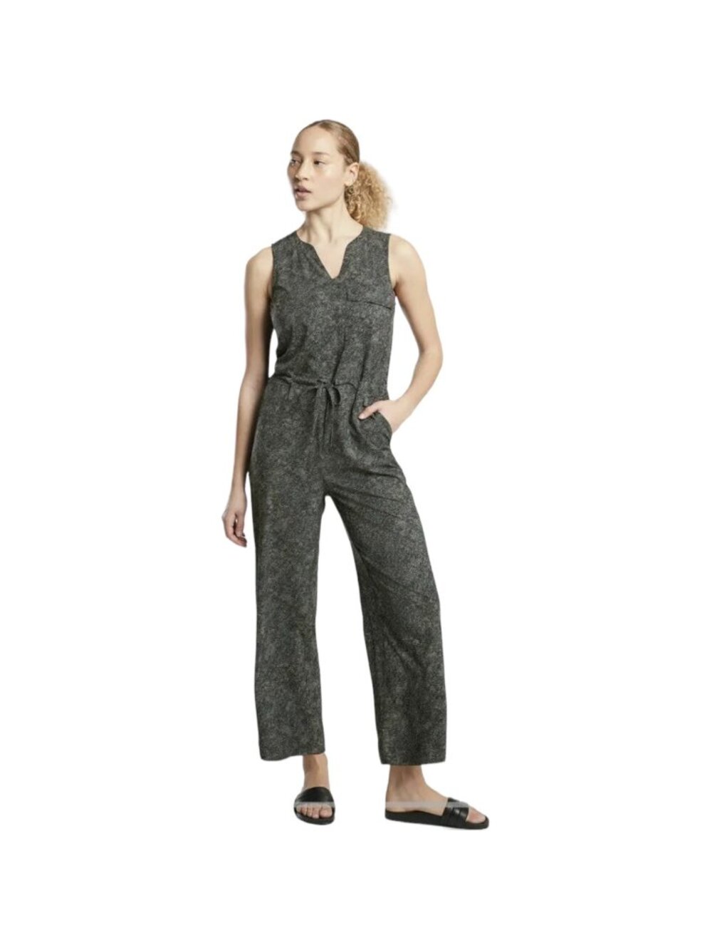 Athleta NWT $129 Women's Topanga Printed Viper Black Jumpsuit w/Pockets Size 2X